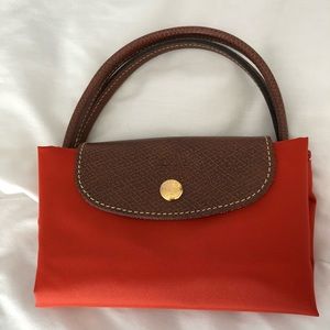 Longchamp Le Pliage rust colored small tote NEW